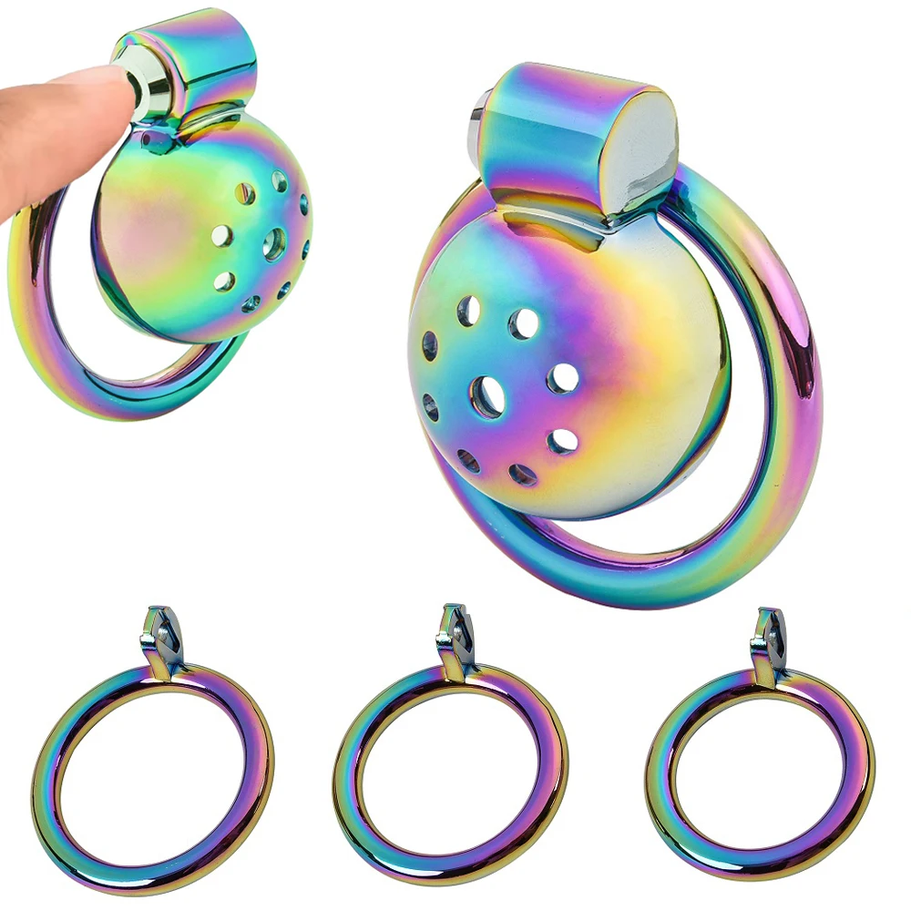 Penis Chastity Cage Set Metal Chastity Cage Belt Padlock 3 Cock Ring Bondage Slave Man Sex Toy