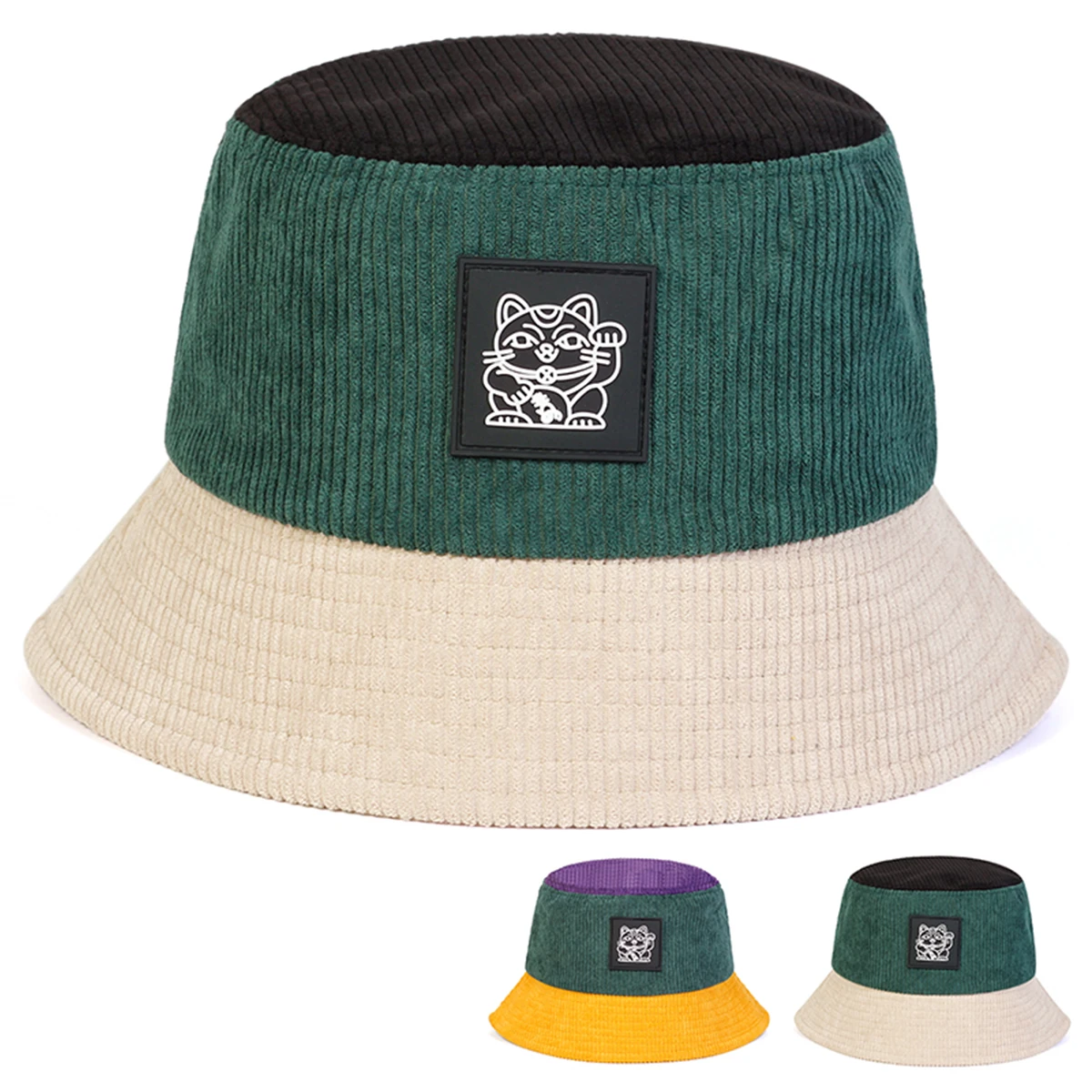 Unisex Fischerhüte mit niedlichem Katzenmotiv, Persönlichkeits-Bucket-Hats, Outdoor-Freizeitmützen, Sonnenschutzhüte – Detail 1