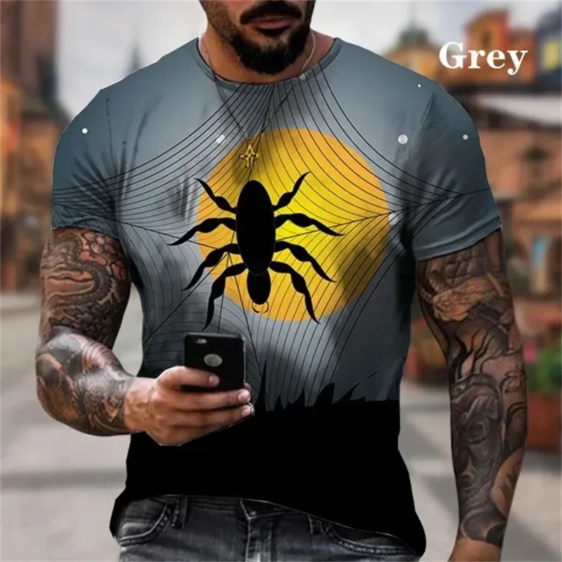 

Fashion Casaul Fat Men T Shirt Funny Spider Web Printed Short Sleeve Tees Tops Hombre Ropa Trendy Unisex Interesting T-shirt