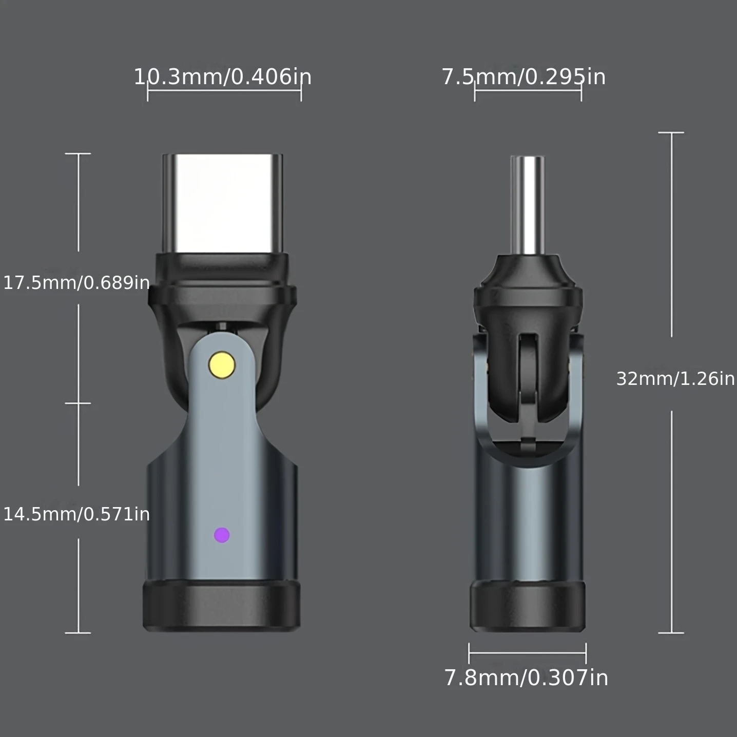 240W 9핀 마그네틱 OTG 어댑터 PD3.0 180 ° 회전식 USB C 고속 충전 컨버터 (아이폰 17 프로 맥스, 맥북, 삼성용)