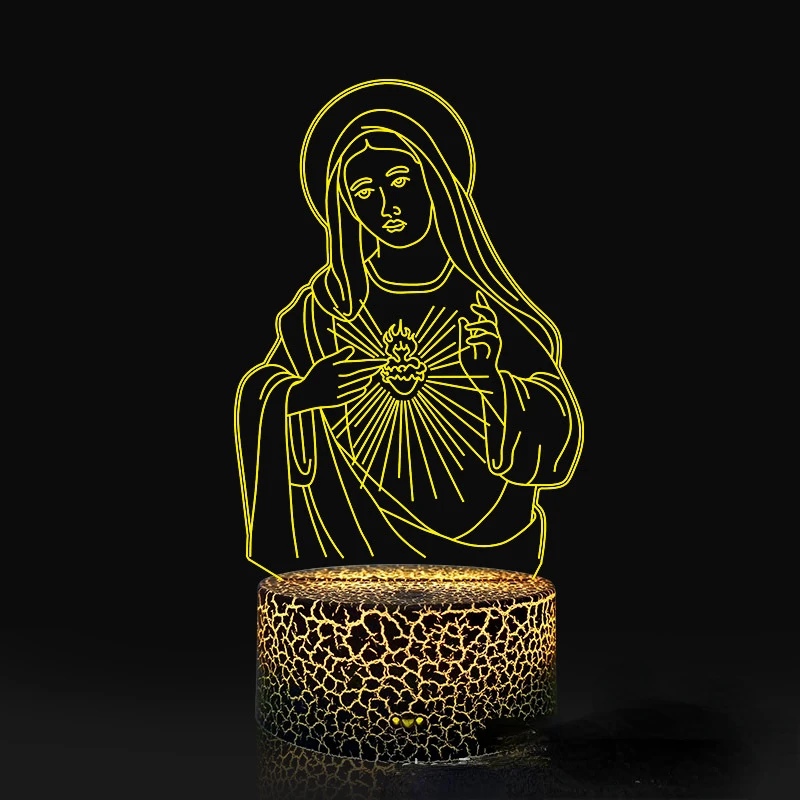 HPBN8 3D Jungfrau Maria Nachtlicht Mit Fernbedienung - 7/16 Farben, USB-Betrieb, Optische Illusion