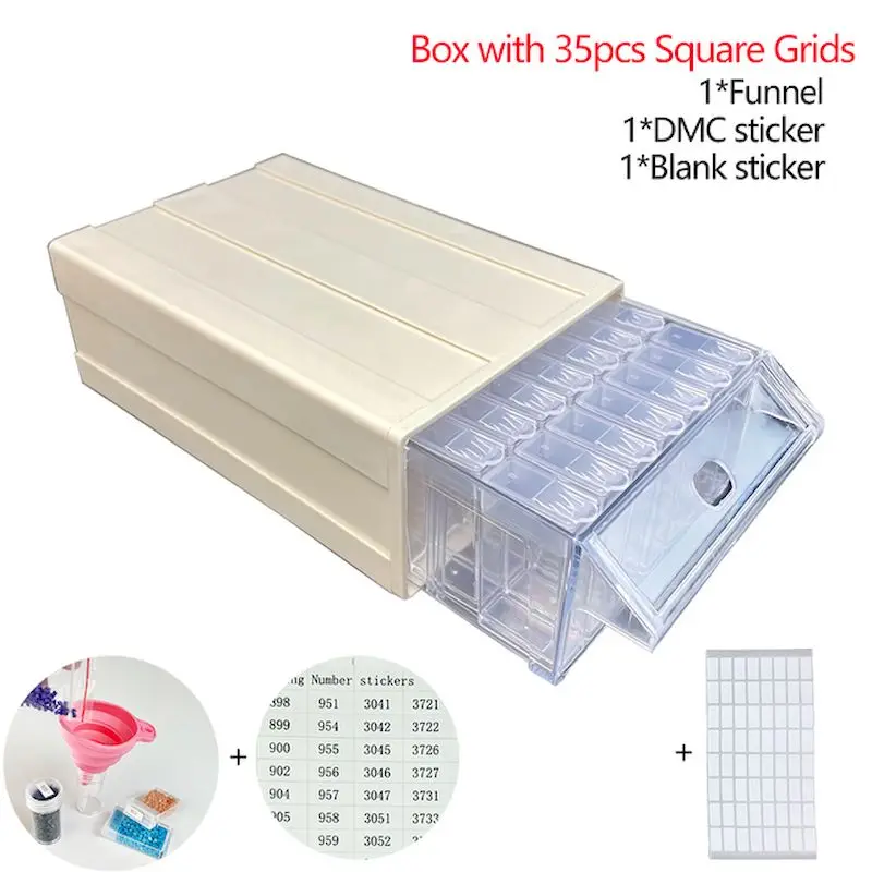 

CHENISTORY Diamond Painting Accessories Drawer Detachable Storage Box Bottles Grids Mosaic Container With Tools