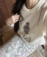 Advanced Round Neck Pullover Sweater Women's Autumn And Winter New Lazy Style Soft And Sticky Waist Knit Sweate 2