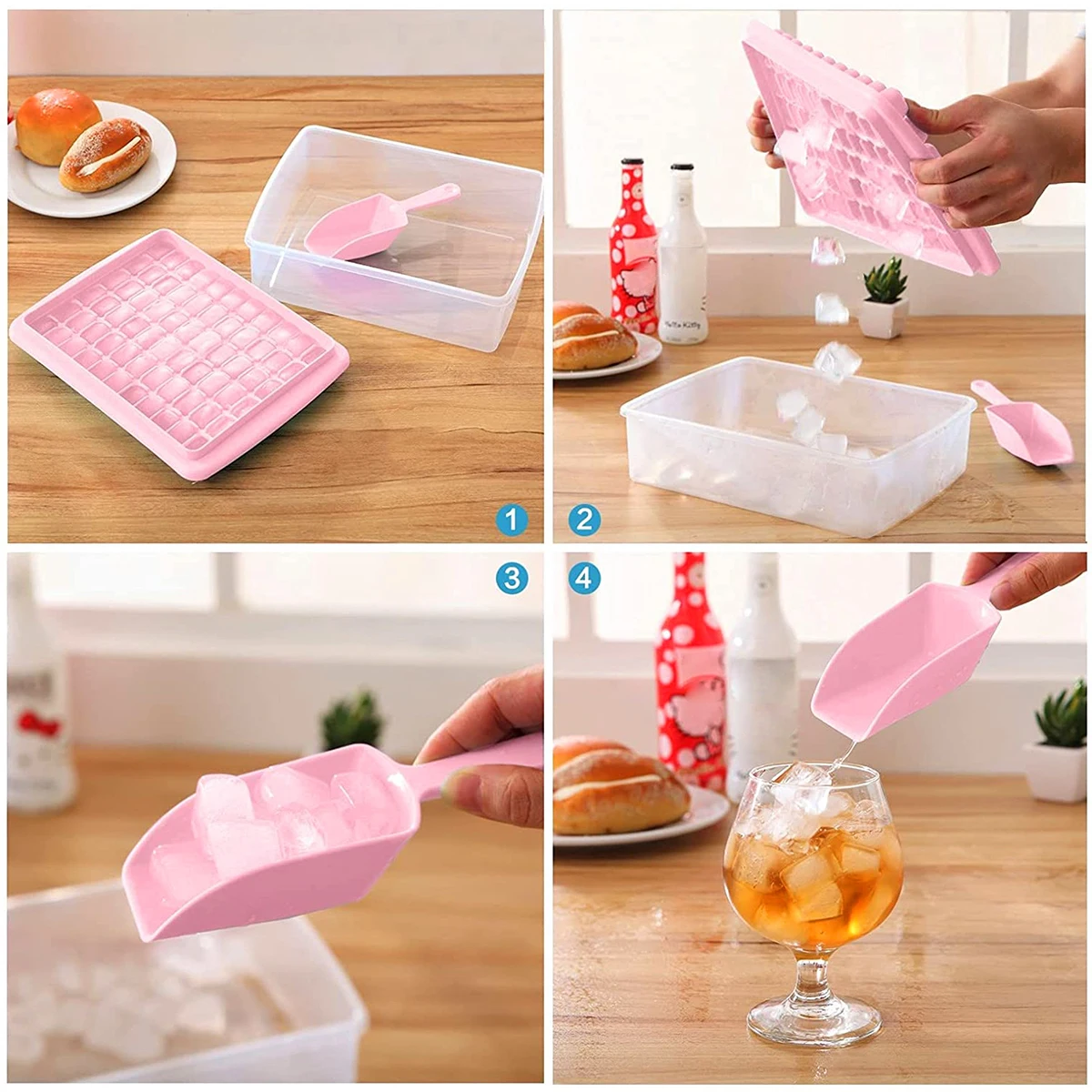 55/26 Grid Ice Cube Mold Tray Reusable Silicone Ice Ball Maker Kettle for Outdoor Travel Camping Iced Drinks Cube Container