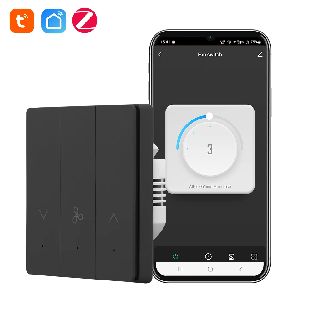 Tuya Zigbee Fan Smart Wall Button Switch 5 Speed Control Controllo Vocale Con Amazon Alexa Google Home App Remote Con Smart Life