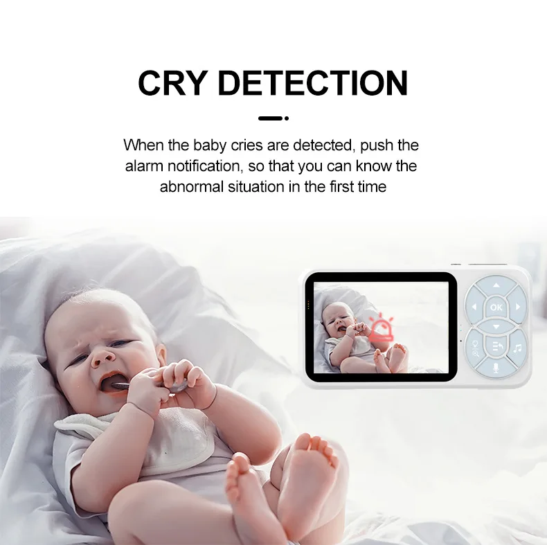 Baby monitor with VOX mode night vision full color lights sound alarm smart baby surveillance camera