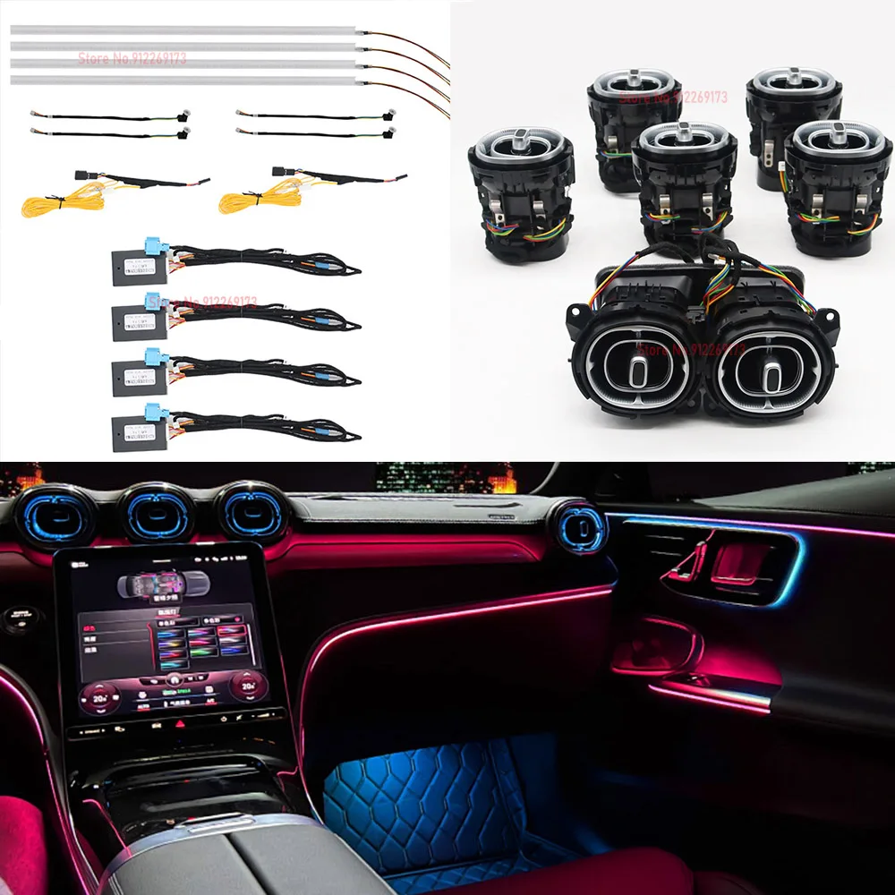 

64 Colors Dashboard Ambient Light LED Turbine Air Vent Kit For Mercedes Benz C Class W206 3D Flash Ambient Lamp Door Light