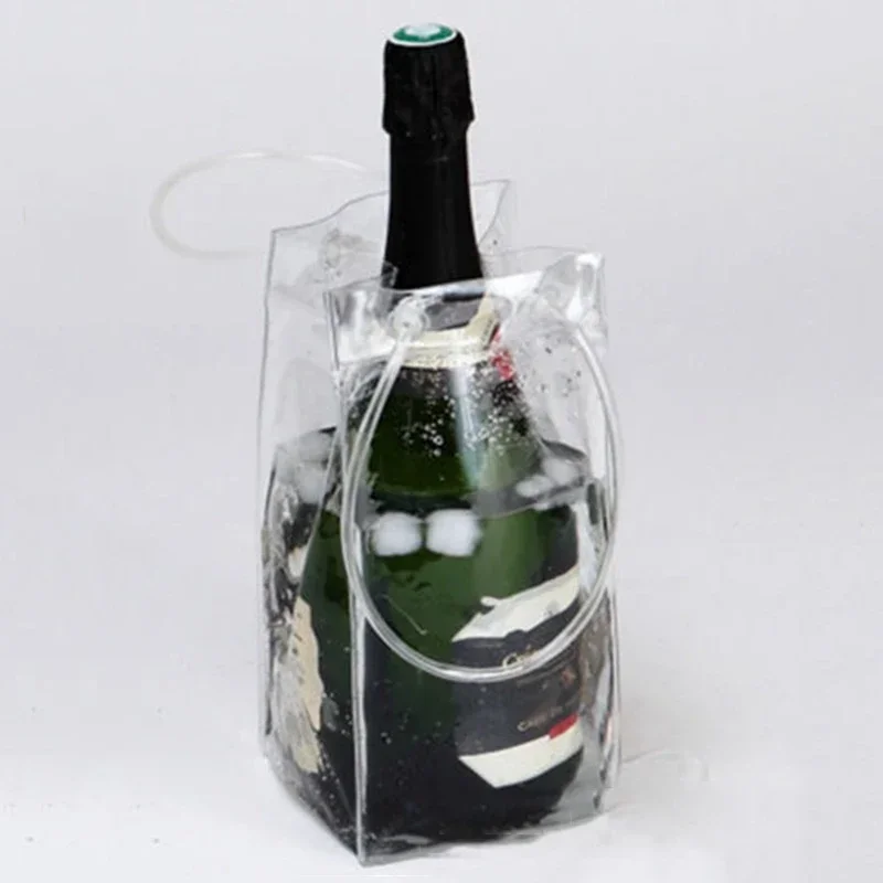 PVC Transparent Ice Bag Wine Beer Champagne Bucket Drink Some Ice Cubes In The Bag With The Wine, It Will Create Cool Feelin