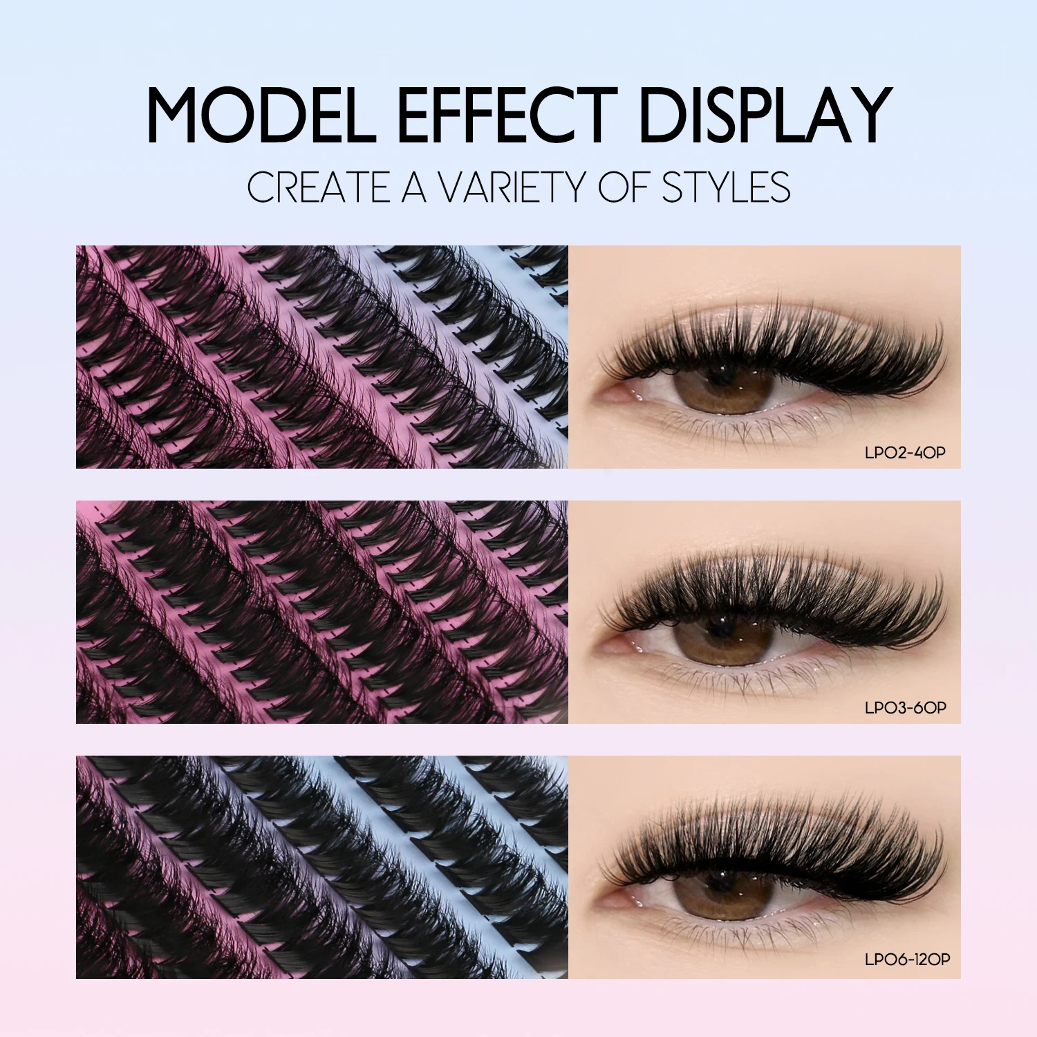 GROINNEYA Lash Extension Kit DIY Lash Clusters Eyelash Extension 30D-120D Individual Lashes Kit with Bond & Seal Tweezers