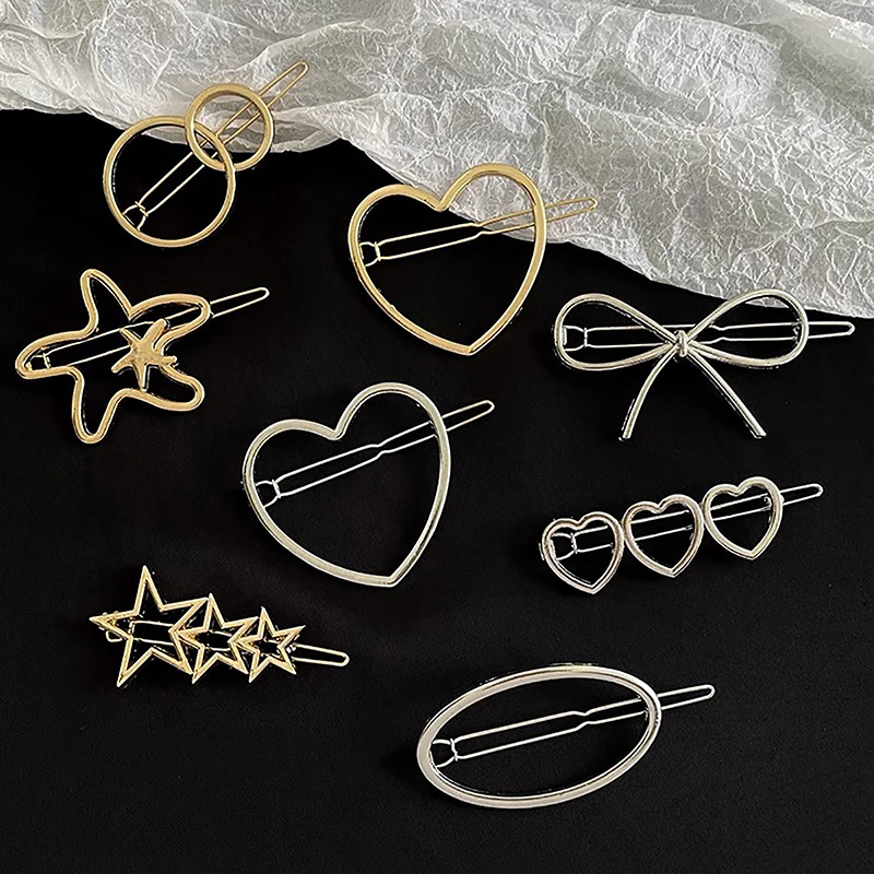 

Alloy Hollow Clip Oval Hairpin Word Clip Elegant Star Round Bowknot Barrettes For Women Girls Alloy Ladies Hair Accessories