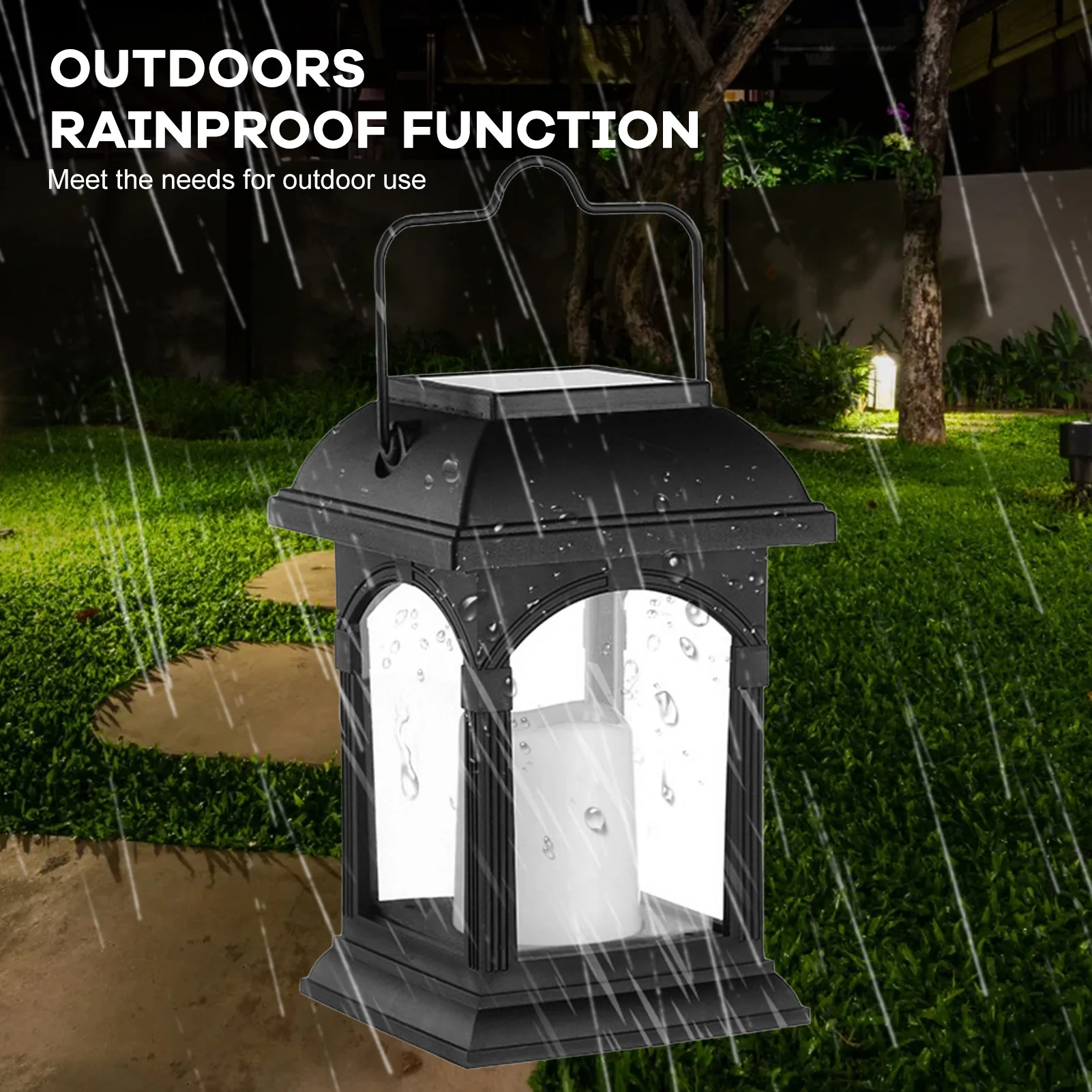 태양광 LED 흔들리는 불꽃 없는 캔들 랜턴, 방수 기능이 있는 파티오, 마당, 수영장용 걸이형 캔들 랜턴