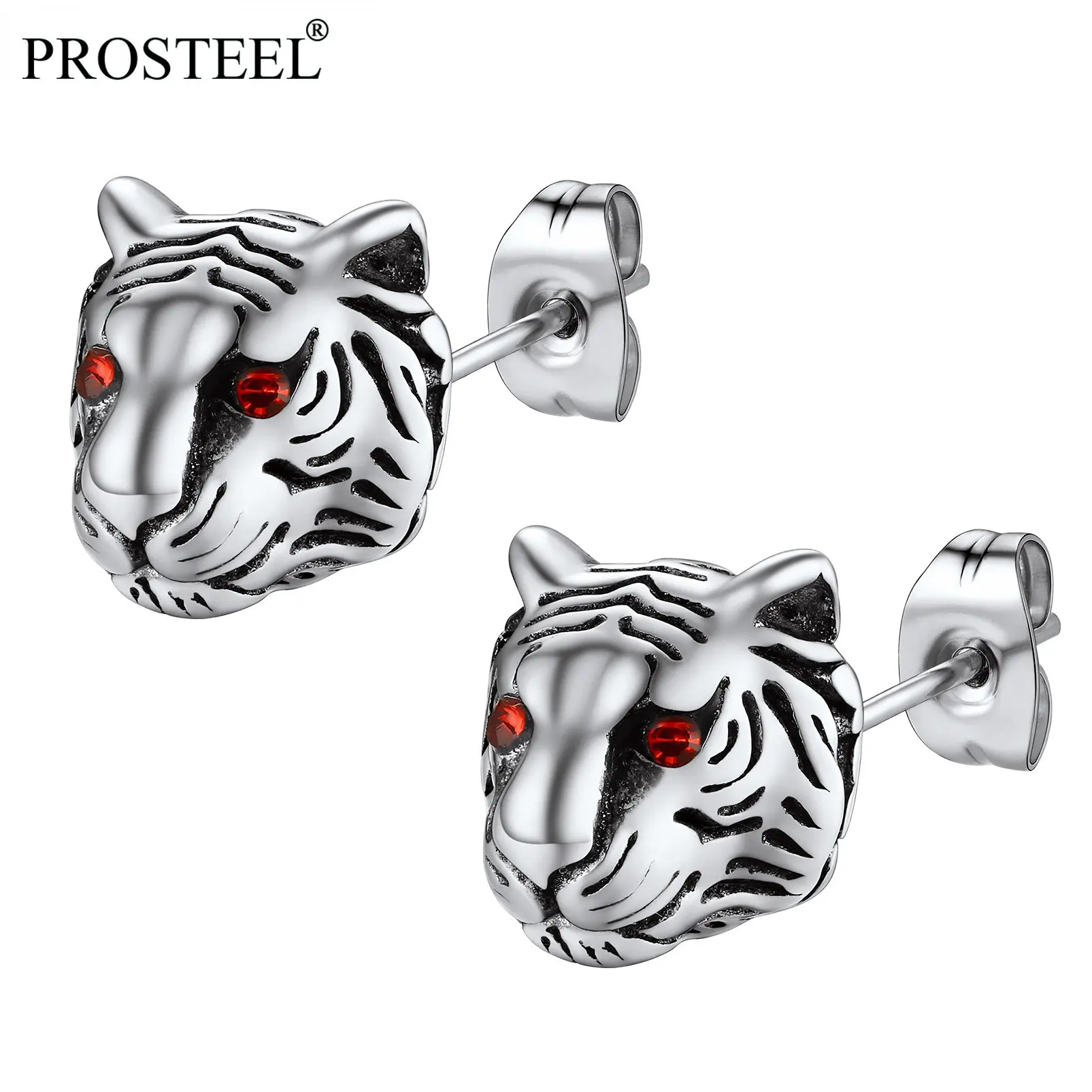 

PROSTEEL Stainless Steel Tiger Stud Earrings for Men Women Vintage Black/18K Gold Plated Animal Lovers Jewelry Fashion Gift