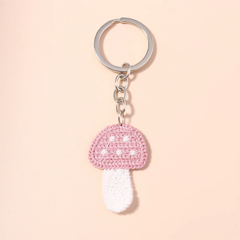 Niedliche handgemachte gestrickte Pilz Schlüssel bund für Auto Schlüssel halter Frauen Männer Handtasche Geldbörse hängen Schlüssel ring Zubehör DIY Schmuck Geschenke