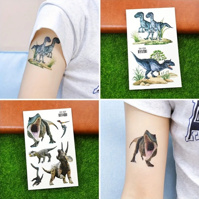 3D Color Dinosaur Temporary Tattoo Sticker-Realistic Various Dinosaur Patterns. Waterproof and durable2-5Days 12 Zhang tattoo sticker temporary tattoos makeup stickers
