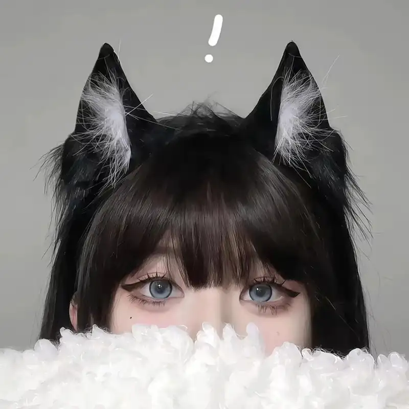 Plush Cat Ear Headband Cartoon Black Plush Hair Band Anime Cosplay Props Cute Hairband Headwear Party Hair Accessories - Image 6