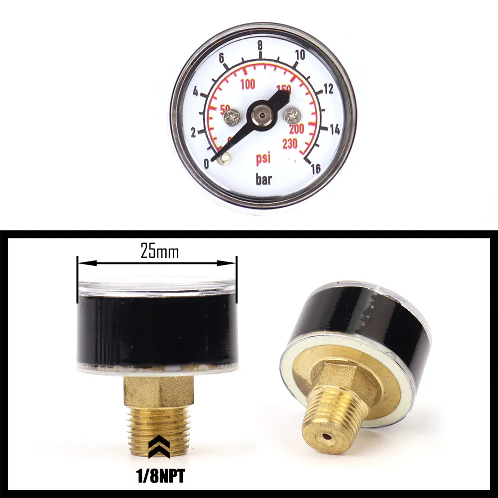 Luft Mini Mikro Manometer Manometer Manometer | Gewinde 1/8bsp (g1/8) 1/8npt m10 m8 | 30psi 300psi 5000psi 6000psi 350bar