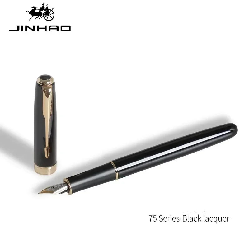 Jinhao 75 Metal Fountain Pen Black/Black Red Luxury Pens 0.5mm Nib Writing Ink Pens Stationery Business Office School Supplies 6