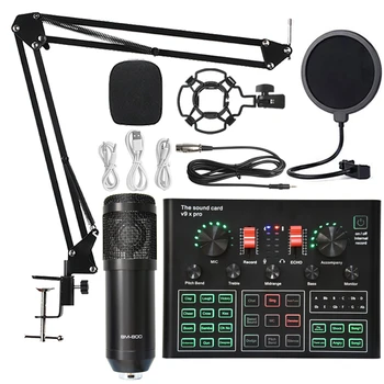 Bm 800 마이크 사운드 카드 전문 스튜디오 콘덴서 무선 마이크, PC 휴대폰용 USB 게임 노래 노래방 마이크