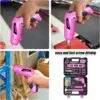 SOLUDE Pink Tool Set,130 Piece Women's Tool Kit for Home with 3.6V Cordless Rechargeable Screwdriver,Household Basic Toolkits 5
