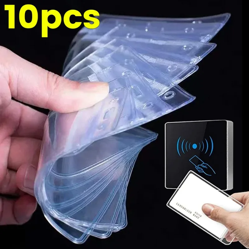 

10/1Pcs Clear ID Card Badge Holders Waterproof Resealable Business Bus Bank Credit Card Protector Cover for Office School