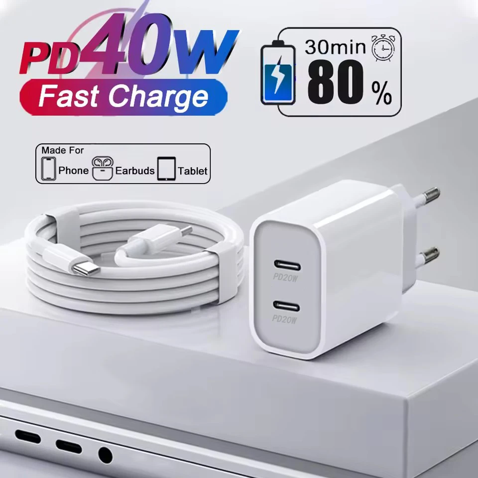 Para cargador rápido Original 40W tipo C para iPhone Pro Max Plus PD Cable de carga cargador accesorios de teléfono
