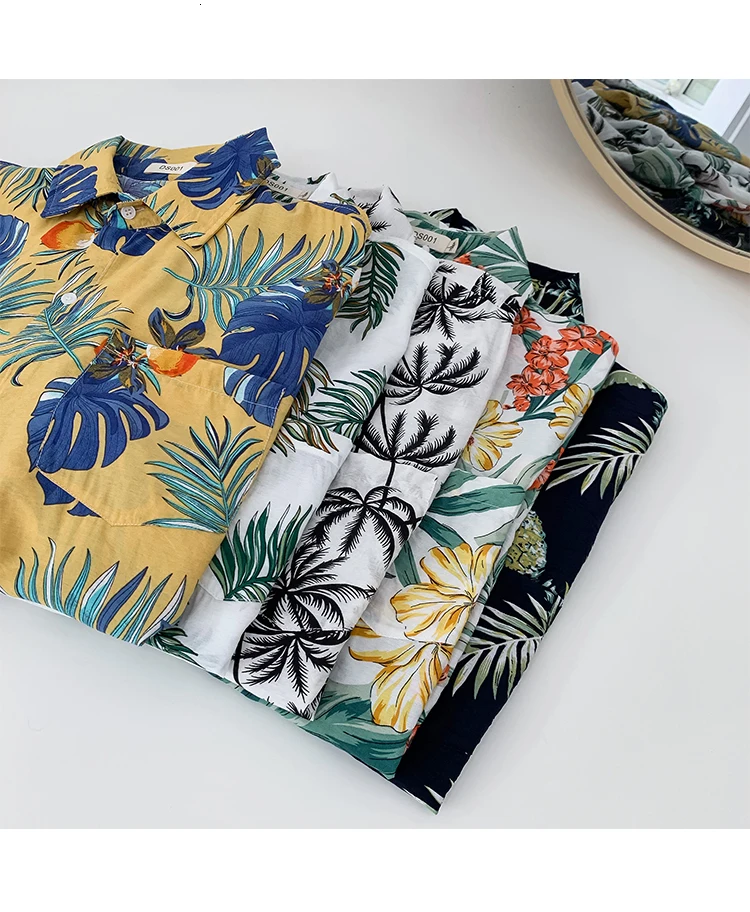 Privathinker Summer Men Casual Shirts Vintage Clothes Baggy Unisex Hawaiian Style Male Cardigan New Fashion Blouses Short Sleeve