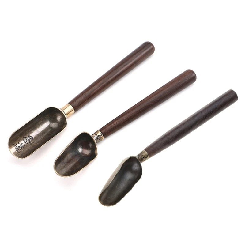 

Retro Metal Tea Spoons Stainless Steel Teaspoons Tea Set Wooden Tea Shovel T21C