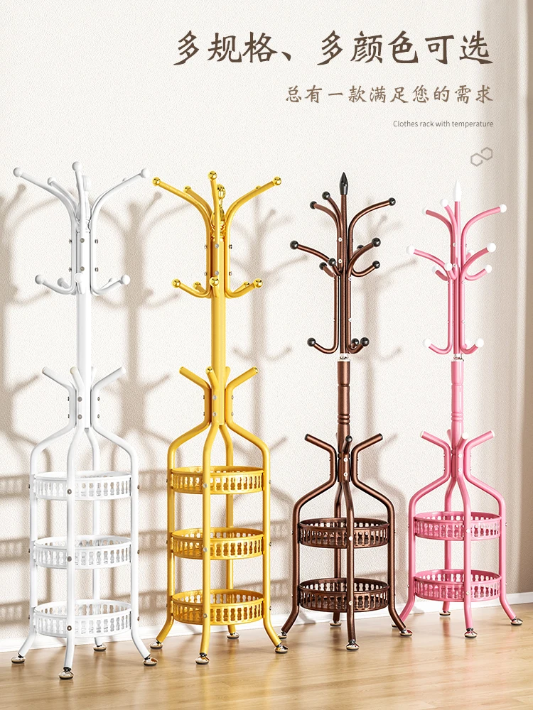 

Iron Hat Hanger, Floor to Floor Indoor Hanger, Household Vertical Clothes Storage Rack, Multi functional Storage Bag Hanger
