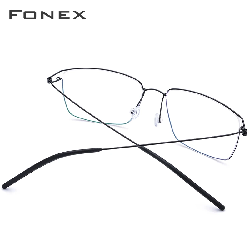 Фото Оправа для очков FONEX из сплава, мужские очки, новинка 2024, женские корейские Безвинтовые очки Morten 98624 №5