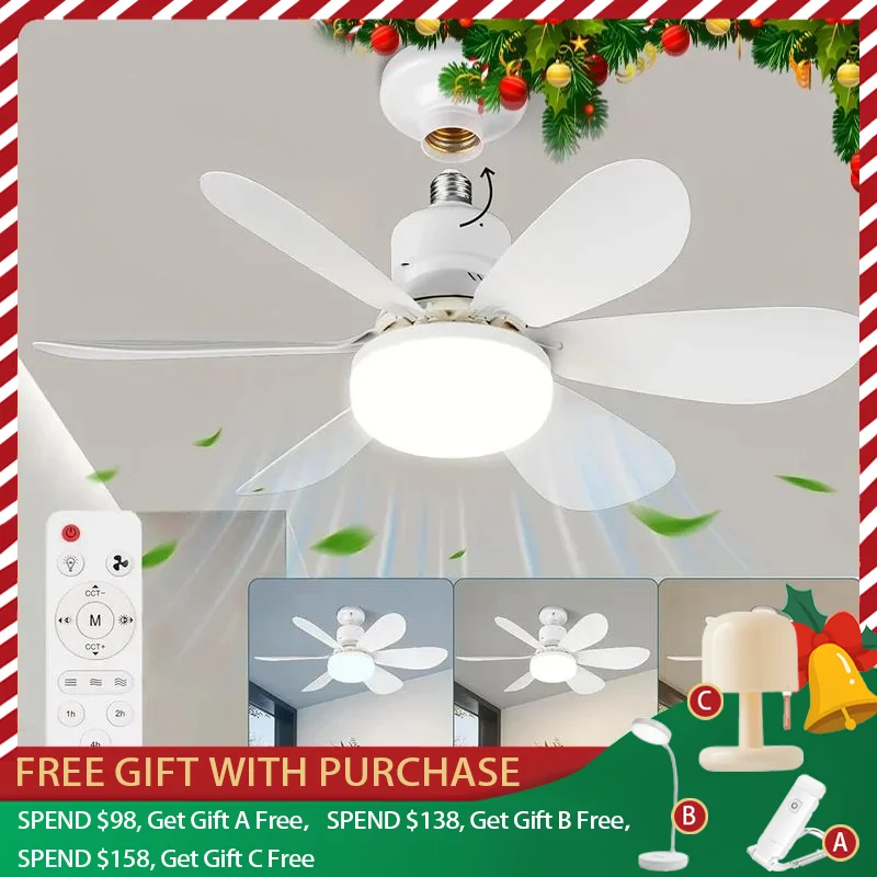 30W/40W 리모컨 LED 조명 팬, E27 램프 베이스 지능형 저소음 천장 선풍기 (침실 및 거실용)