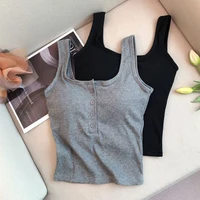 Haut court femmes Sexy hauts sans manche mode femme sous-vêtements dame Camisole fille basique T-shirt gilet Lingerie soutiens-gorge bustiers chaud 5