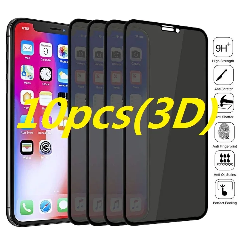 

10 шт., 3D Защитные пленки для экрана IPhone 11 12 13 14 15 Pro Max, антишпионское Защитное стекло для IPhone 14 15 Plus X XR XS max