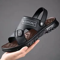 Men's Summer Thickened Anti-slip Wear-resistant Breathable Beach Sandals Driving Beachside Slip-On PVC Material Adult Footwear