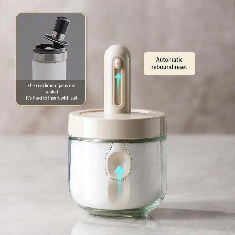 Retractable Seasoning Box Spice Glass Sealed Tank with Lid Pepper Sugar Salt Organizer Condiment Container Kitchen Accessories