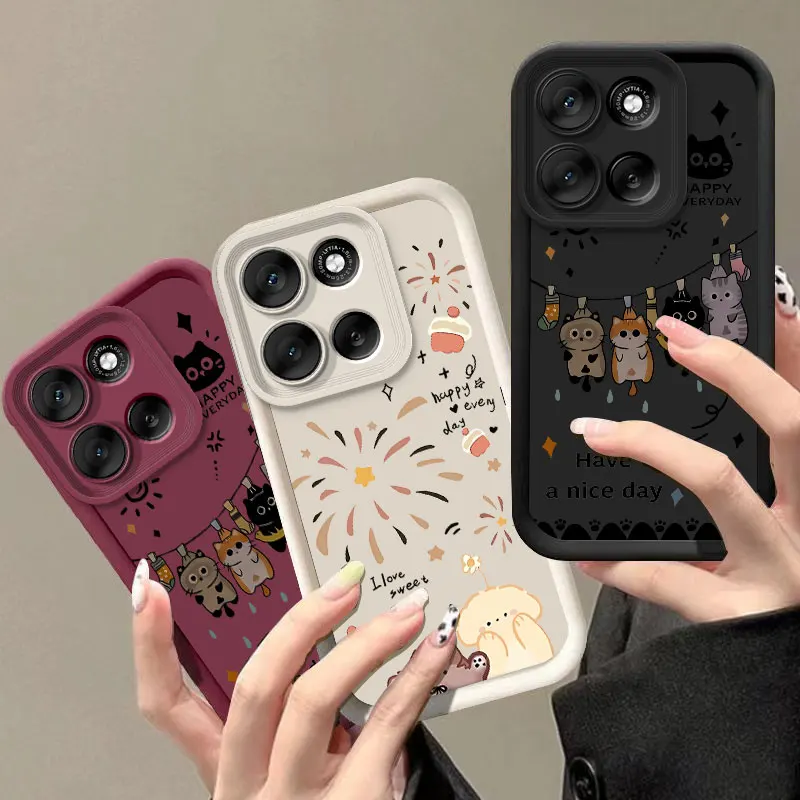 Fashionable Cute Cartoon Cat Silicone Shockproof Protective Back Cover Case