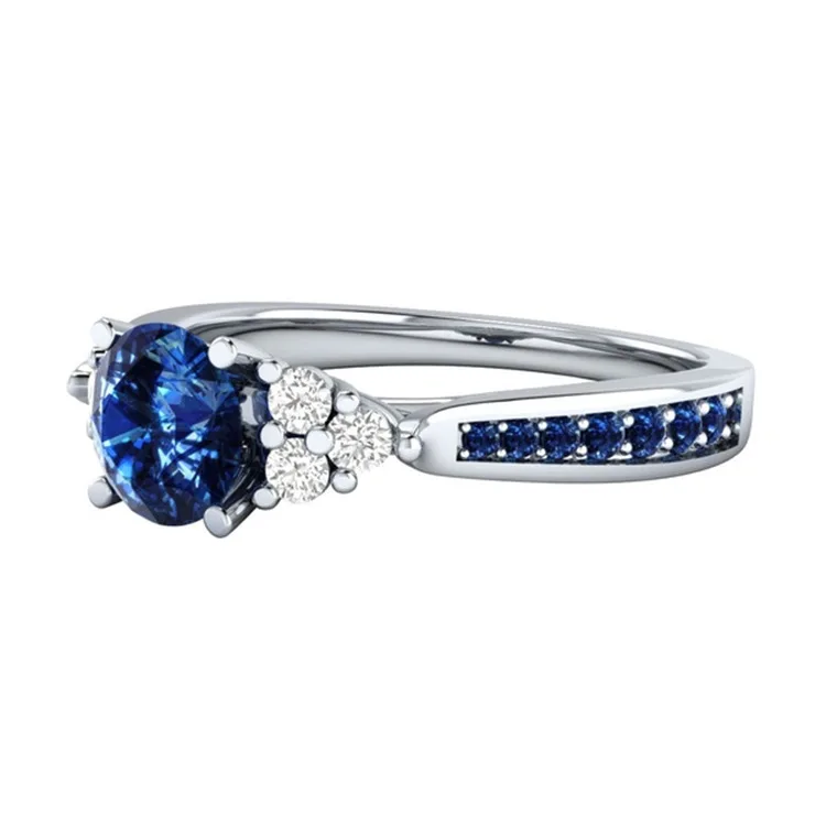 Genuine Natural Sri Lanka Sapphire S925 Sterling Silver Ring Birthstone Engagement Design Ring Ladies Blue Gemstone Fashion silver rings gemstone ring