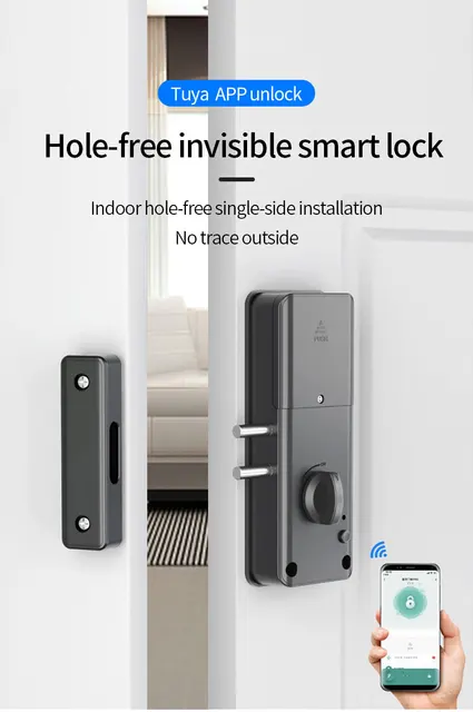 Cerradura Invisible inteligente para puerta de madera, dispositivo  electrónico con tarjeta IC 13,56, sin perforación, compatible con entrada A  Wifi, para interior, con Bluetooth y aplicación Tuya - AliExpress