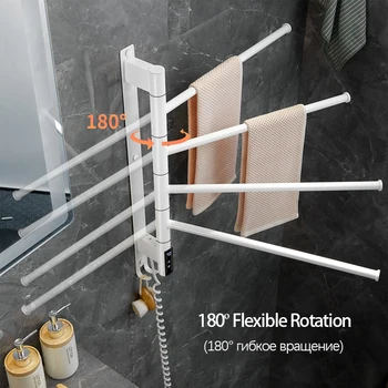 สีดํา/สีขาวห้องน้ําไฟฟ้าอุ่นผ้าเช็ดตัวอุณหภูมิควบคุมผ้าเช็ดตัวหม้อน้ํา Timing ชั้นวางผ้าเช็ดตัวไฟฟ้า 180 °   เครื่องอุ่นผ้าเช็ดตัว 2