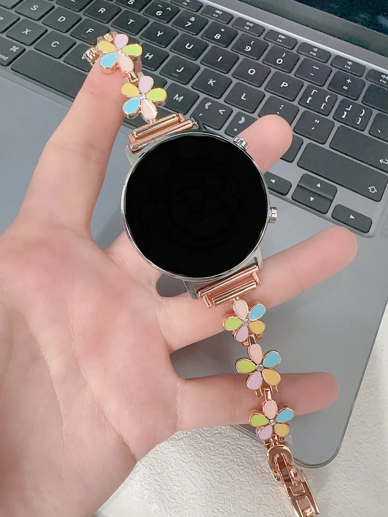 Neues 20mm 22mm 18mm Blumen-Armband für Samsung Galaxy Watch 7 FE 5 Pro 4 6 Classic Band 44mm 40mm Sport Correa Schlaufe – Detail 2