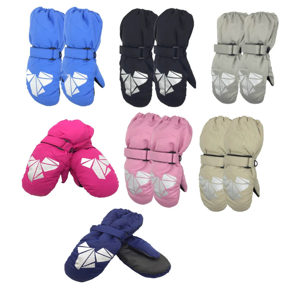 1 Pair Kids Mittens Winter Waterproof Warm Sports Gear Children Gifts Elastic Design Outdoor Activities Winter  blue