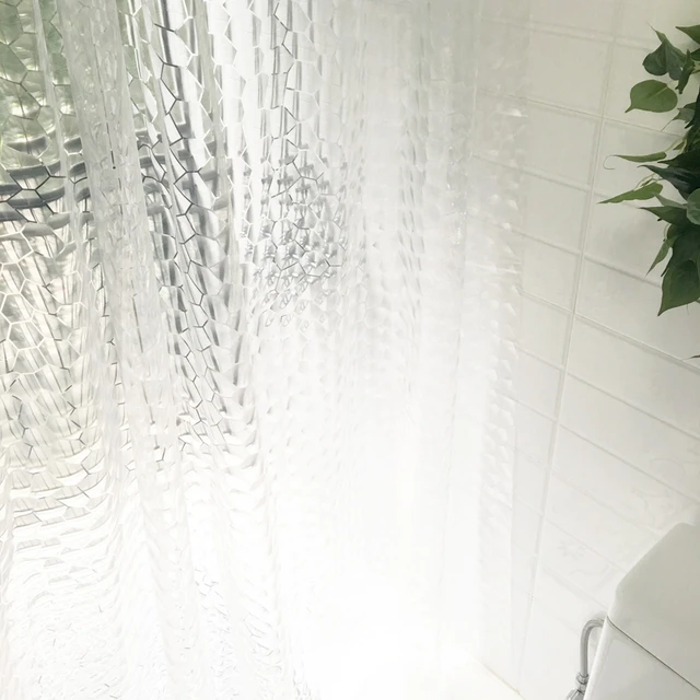 Cortina de ducha 3D impermeable para baño, visillo transparente con ganchos,  gruesa, ancha