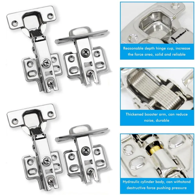 4/2/1Pc Stainless Steel Cabinet Door Hinges Hydraulic Damper Soft Close Quiet Wardrobe Door Concealed Hinges Hardware stainless steel door hinges furniture hinge cabinet door hinges cabinet hinges
