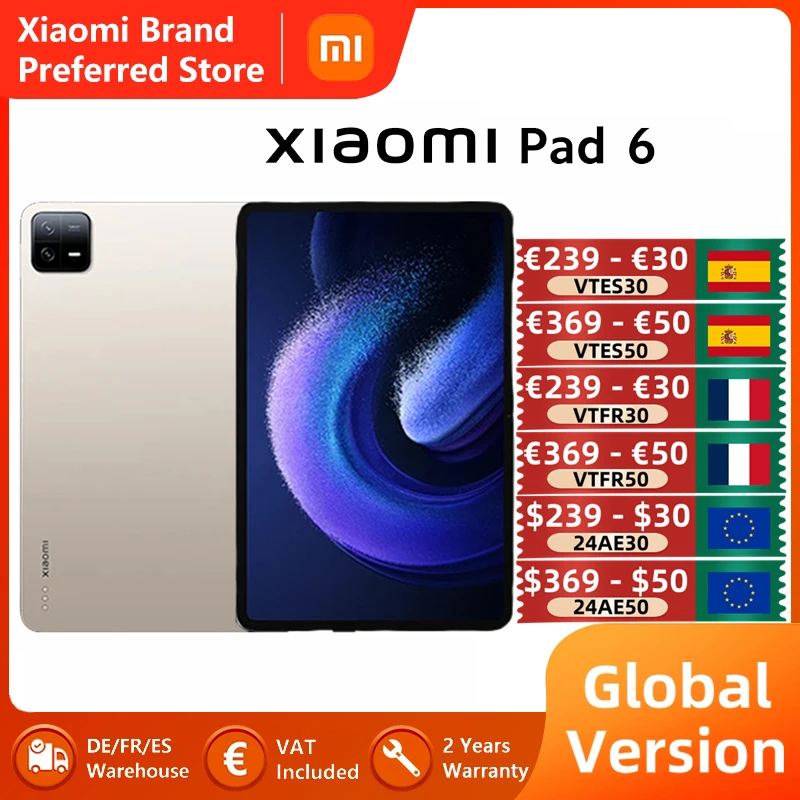 Versione Globale Xiaomi Mi Pad 6 128Gb/256Gb Processore Snapdragon 870 144Hz Wqhd 8840Mah 33W Tablet A Ricarica Rapida Miui14