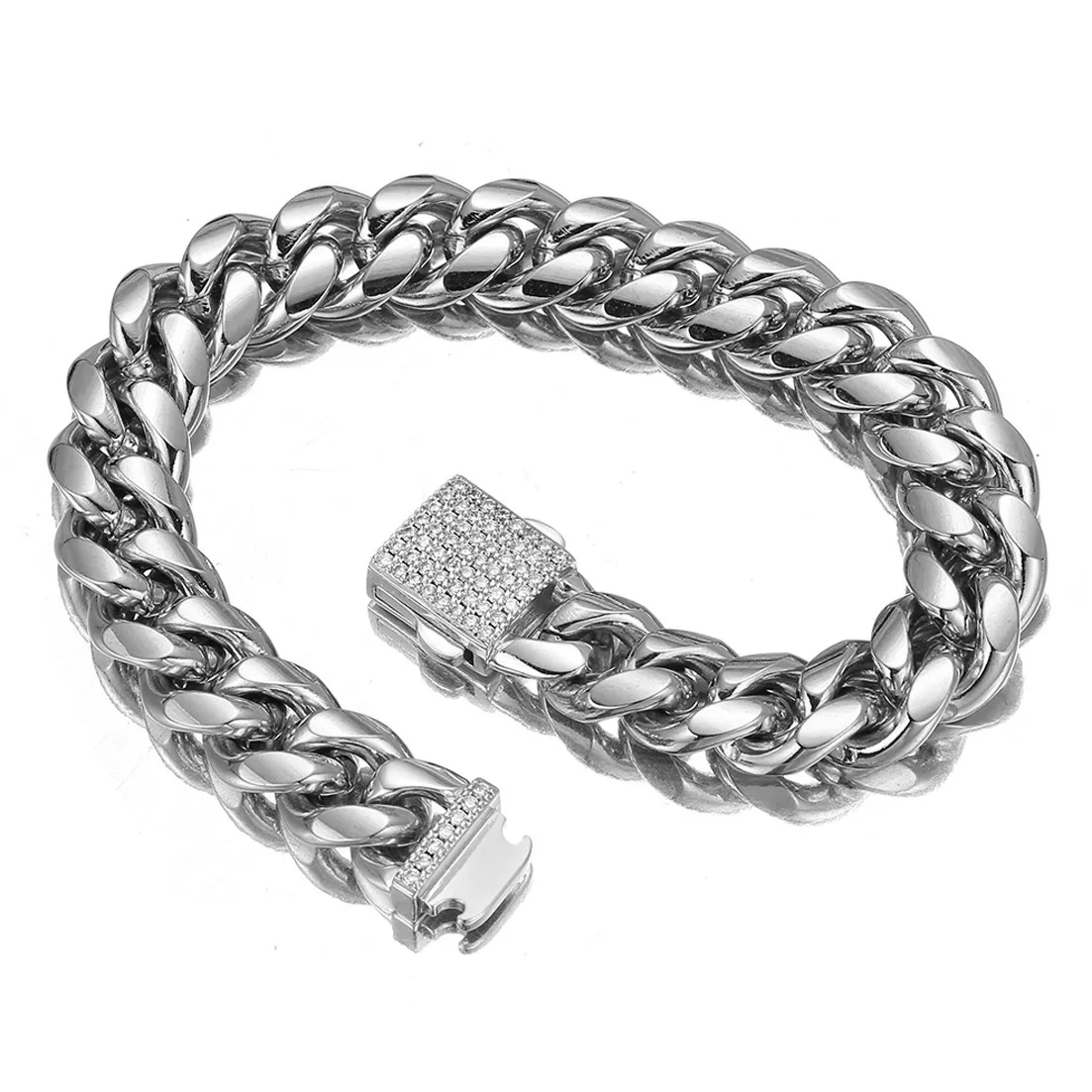 

14mm Bracelet for Men Boys Miami Curb Cuban Link Chain Stainless Steel Bracelets Chains Jewelry for Men