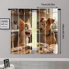 2pcs, Contemporary Curtains 2D print Surprised Dog & Cat with Eggs Machine Washable Polyester (without rod) Home Decor Use for 3