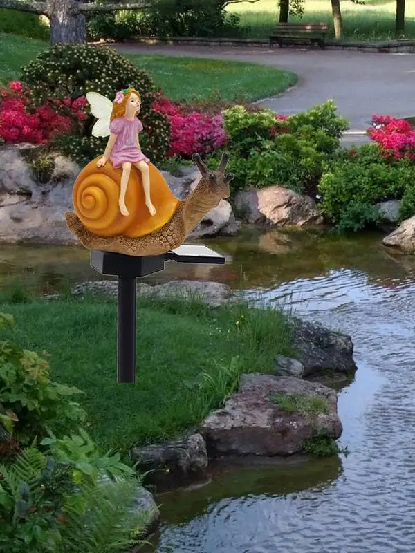 Decorative Garden Stakes Pathway Outdoor Decor Lamp Fairy Snail Statue Solar Light Garden Stake Solar Pathway Lights Ornament 3