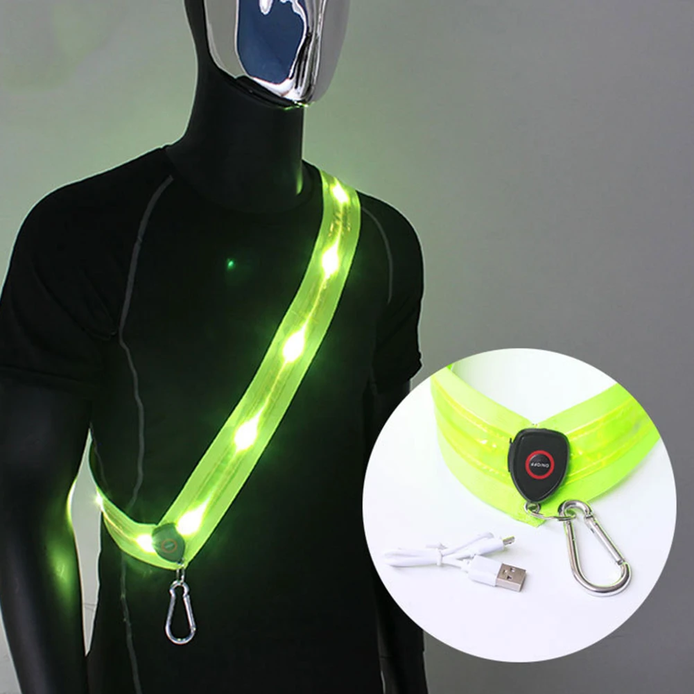 LED 러닝 벨트 충전식 사이클링 LED 어깨 스트랩 남성 여성 야간 안전 야외 하이킹 조깅 워킹 라이트 기어