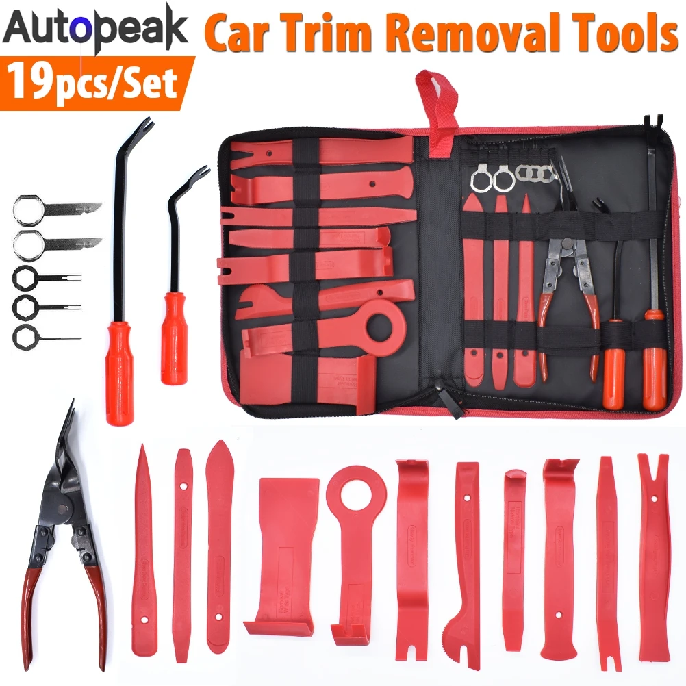 

19Pcs Car Removal Trim Tools Interior Decor Kit Audio Stereo Door Panel Dash Auto Pry Clip Remover For Ford VW BMW Renault Mazda