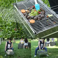 M/L Barbecue Grilling Basket Grill BBQ Net Steak Meat Fish Net Vegetable Silver Iron Mesh Clamp Barbecue Grilling Basket Grill 3
