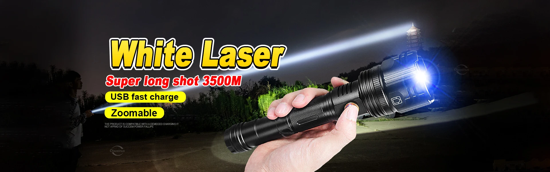 Description Picture 2 of item2000M Ultra Powerful Led Flashlight High Power White Laser Tactical Torch Usb Rechargeable Flashlight 18650 Fishing Flashlights